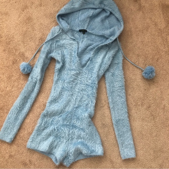 Dolls Kill Pants - Long Sleeve Furry Romper with Car Ears Dolls Kill